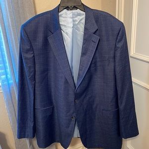 Jack Victor Blue Plaid Wool Blazer 52R